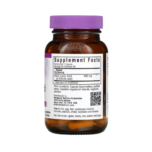Bluebonnet Alpha Lipoic Acid 600mg, 60 Capsules