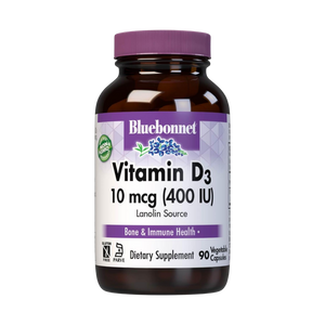 Bluebonnet Vitamin D3 10 mcg (400 IU), 90 Capsules Bluebonnet Vitamin D3 10 mcg (400 IU), 90 Capsules