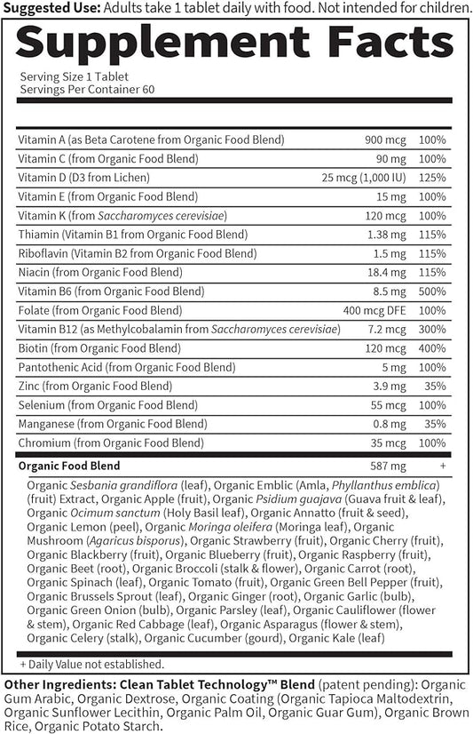 Men's Once Daily Whole Food Vitamin Supplement 60 Tablets