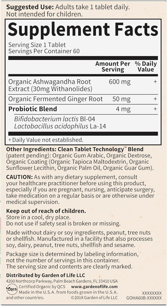 Ashwagandha Stress & Mood Herbal Supplement - 60 Vegan Tablets