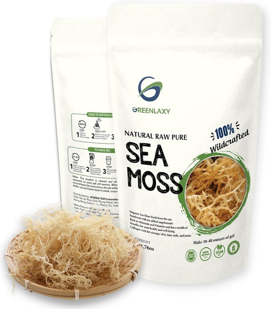 Organic Sea Moss Raw - 100% Wildcrafted | Sun Dried | Non GMO | Makes 30-40 Oz of Gel | Improves Immune System, Healthy Skin, Vitamin Supplements (50 Gram (1.76 Oz))